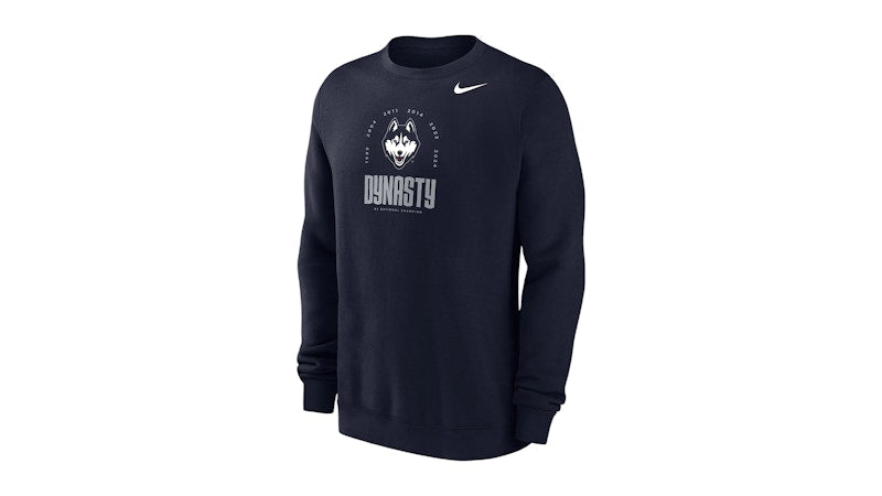 Nike UConn Club College Fleece Crew-Neck Sweatshirt Navy