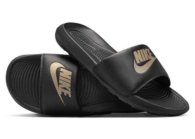 Nike Victori One Slide Black Metallic Gold