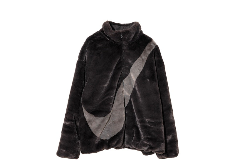 Nike Women Faux Fur Swoosh Jacket Velvet Brown/Cave Stone