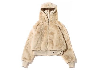Nike Womens Essentials Faux Fur Jacket (US Sizing) Rattan/Black
