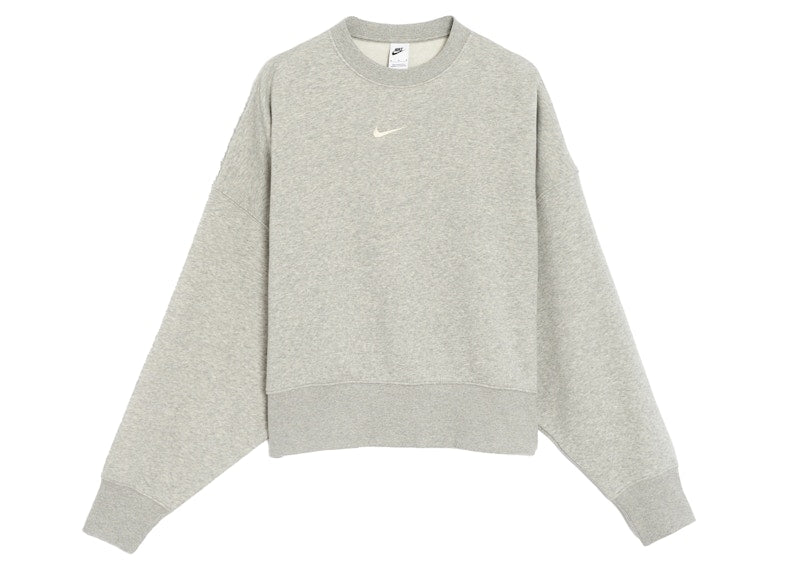 Nike Women's Phoenix Fleece Oversized Crew Sweatshirt Dark Grey Heather/Sail