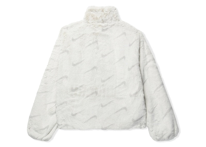 Nike Women's Plush Printed Faux Fur Jacket Light Bone