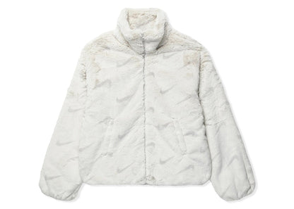 Nike Women's Plush Printed Faux Fur Jacket Light Bone
