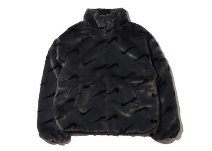 Nike Women's Printed Faux Fur Jacket (Asia Sizing) Dark Smoke Grey