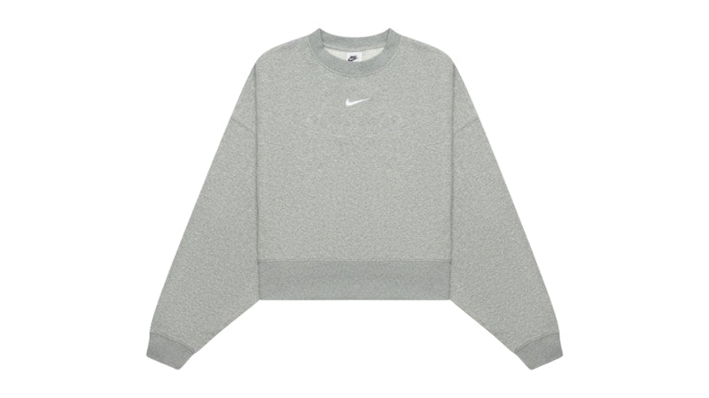 Nike Women's Small Swoosh Logo Plain Sweatshirt Grey