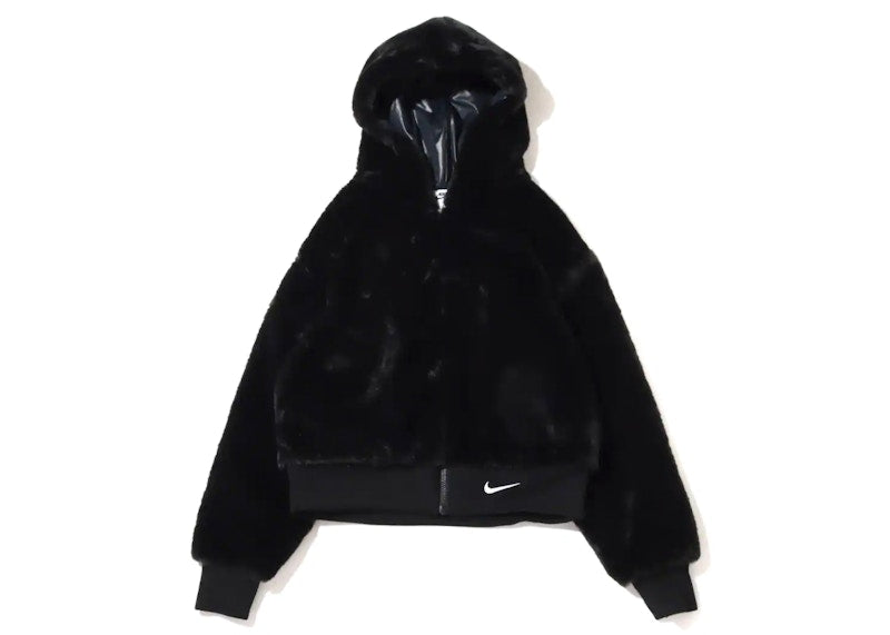 Nike Womens Sportswear Essential Faux Fur Jacket (Asia Sizing) Black