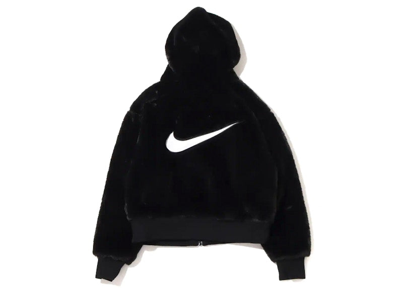 Nike Womens Sportswear Essential Faux Fur Jacket (Asia Sizing) Black