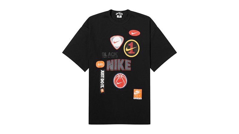 Nike x Comme des Garcons Black Oversized Multi Logo Print T-shirt Black