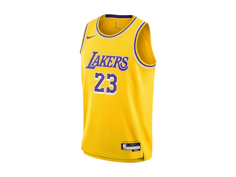 Nike x NBA Kids Los Angeles Lakers Lebron James Gold Icon Edition Swingman Jersey Gold