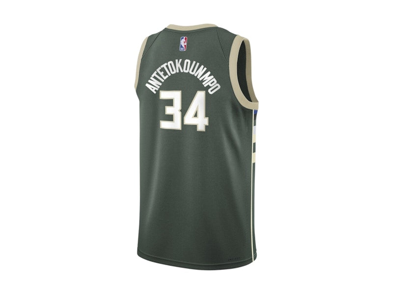 Nike x NBA Kids Milwaukee Bucks Giannis Antetokounmpo Icon Edition Swingman Jersey Hunter Green