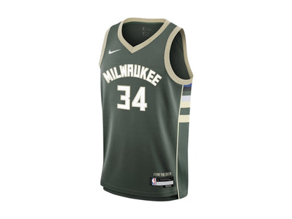 Nike x NBA Kids Milwaukee Bucks Giannis Antetokounmpo Icon Edition Swingman Jersey Hunter Green