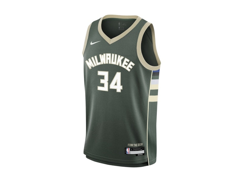 Nike x NBA Kids Milwaukee Bucks Giannis Antetokounmpo Icon Edition Swingman Jersey Hunter Green