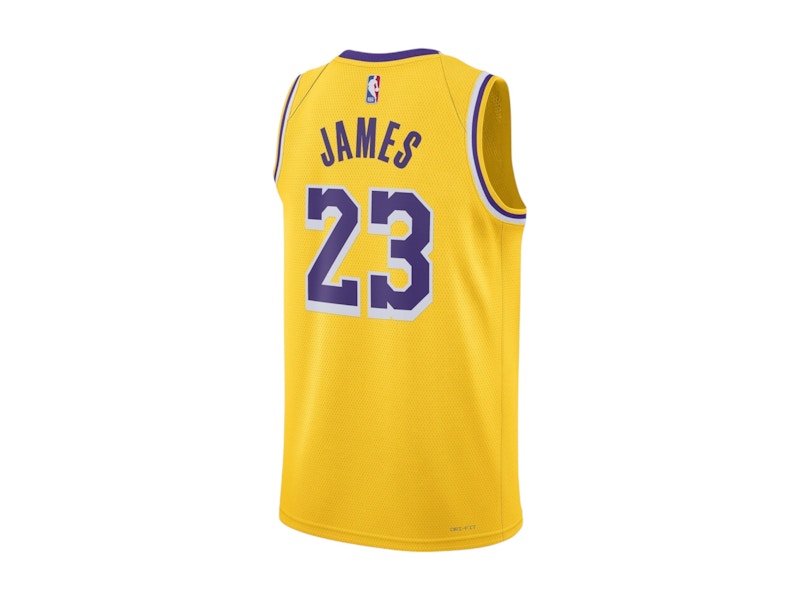 Nike x NBA Los Angeles Lakers Lebron James Gold Icon Edition Swingman Jersey Gold