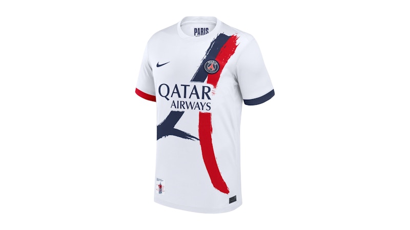 Nike x PSG Away Virgil Abloh Stadium 2025-26 D.Doué 14 Jersey White