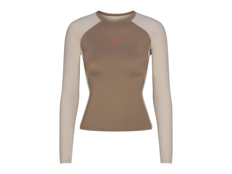 Nike x SKIMS Women's Shine Long Sleeve Crew Neck Truffle/Stone