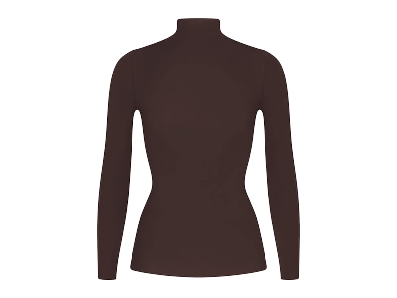 Nike x SKIMS Women's Weightless Layers Mock Neck Long Sleeve Top Dark Roast