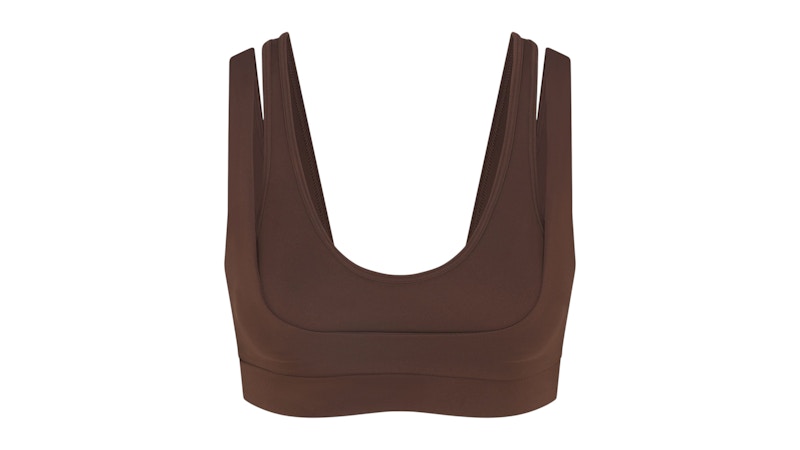 Nike x SKIMS Women's Matte Double Strap Scoop Bra Dark Sepia