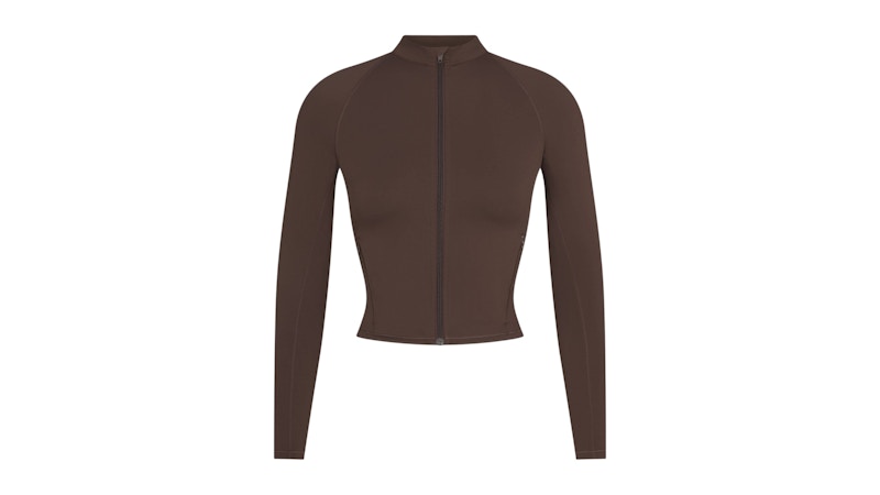 Nike x SKIMS Women's Matte Mock Neck Full Zip Jacket Dark Sepia
