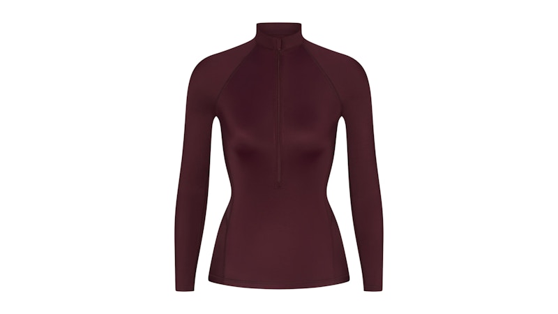 Nike x SKIMS Women's Shine Long Sleeve Half Zip Top Currant
