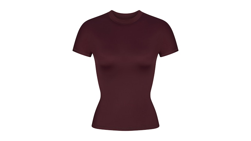 Nike x SKIMS Women's Shine Short Sleeve Mock Neck Top Currant