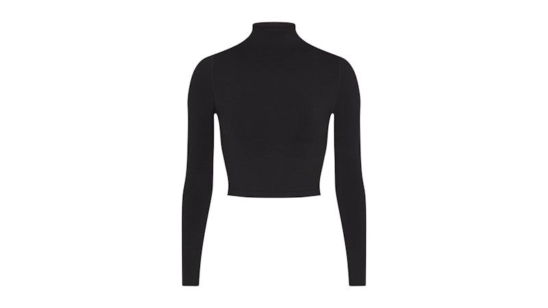 Nike x SKIMS Women's Vintage Seamless Mock Neck Crop Top Obsidian