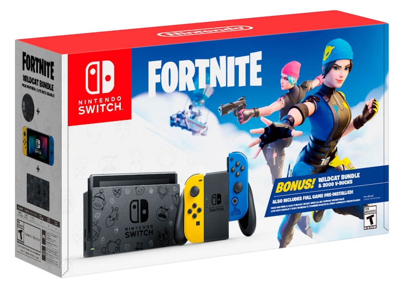 Nintendo Switch Fortnite Wildcat Console Bundle HADSKFAGE Yellow/Blue
