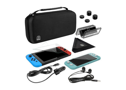 Nintendo Switch OLED with Online 12 Month Family Membership and Surge 11-In-1 Accessory Starter Pack Bundle NS-HEGSKABAA/SG60047 Neon Blue/Neon Red