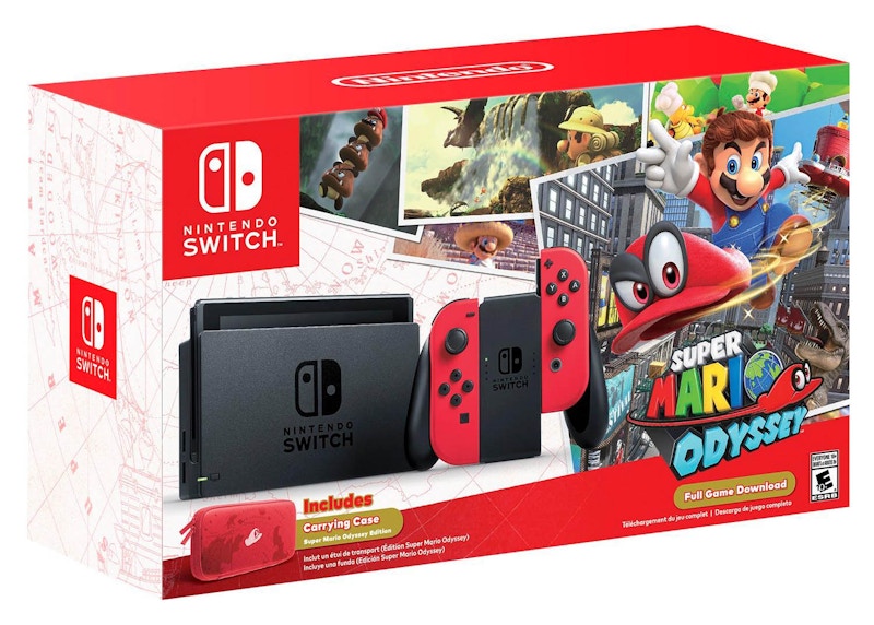Nintendo Switch Super Mario Odyssey Console Bundle HACSKADLC Red