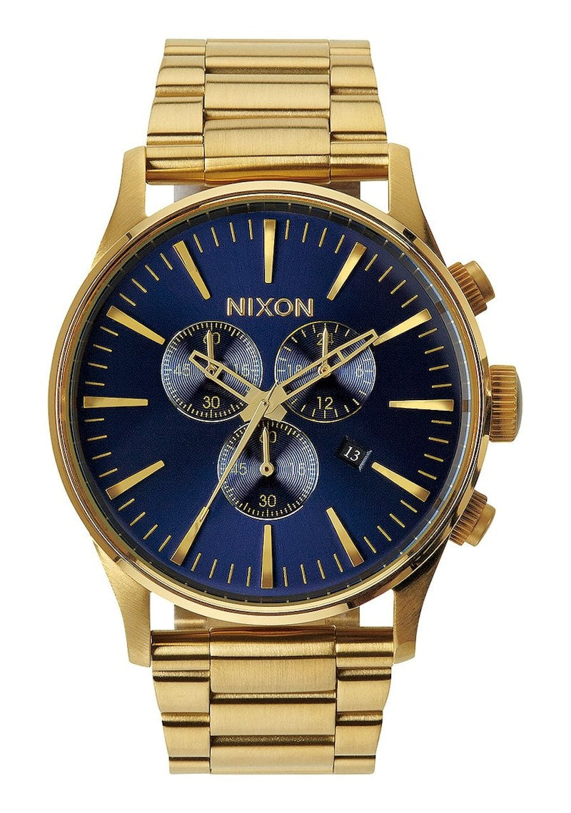 Nixon Sentry Chrono Watch Gold/Blue Sunray A3861922