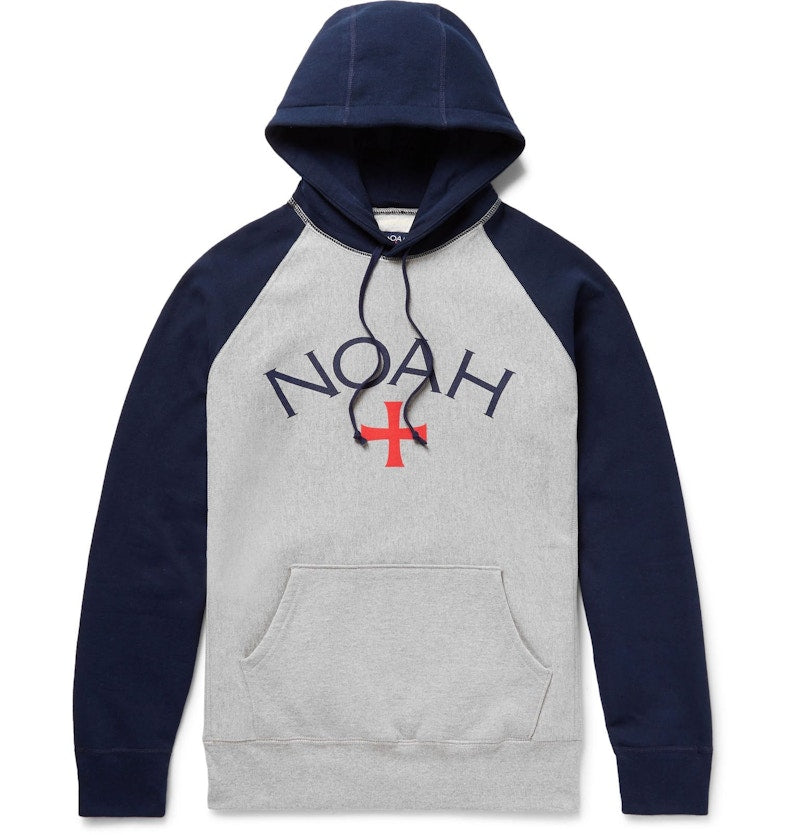Noah Mr Porter Core Logo Hoodie Heather Grey/Navy