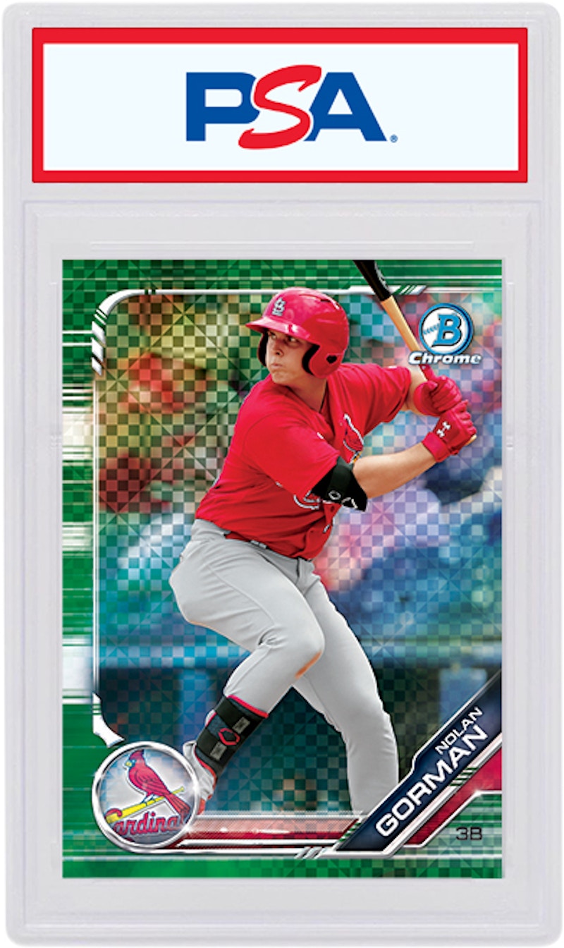Nolan Gorman 2019 Bowman Chrome X Green X-Fractor /31 BCP-221 (PSA or BGS Graded)
