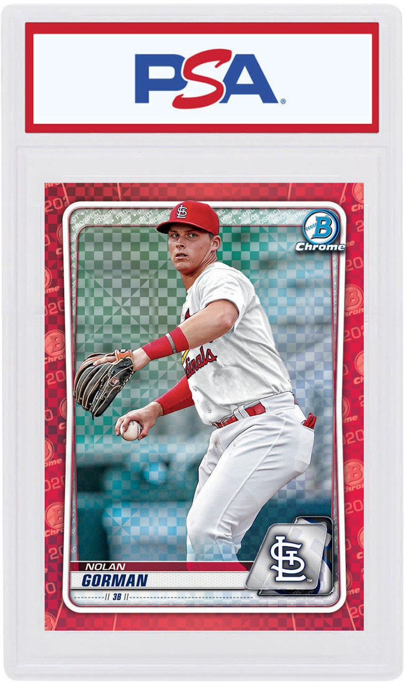 Nolan Gorman 2020 Bowman Chrome X Red X-Fractor 1/1 #BCP-162 (PSA or BGS Graded)