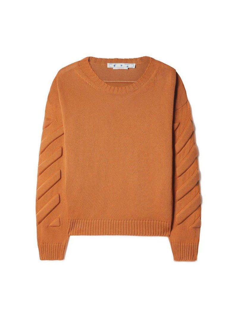 OFF-WHITE 3D Arrow Diag Knit Crewneck Caramel