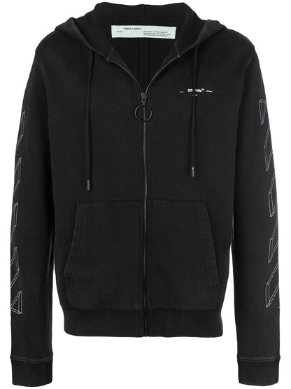 OFF-WHITE 3D Marker Diag Zip Up Hoodie Black/White