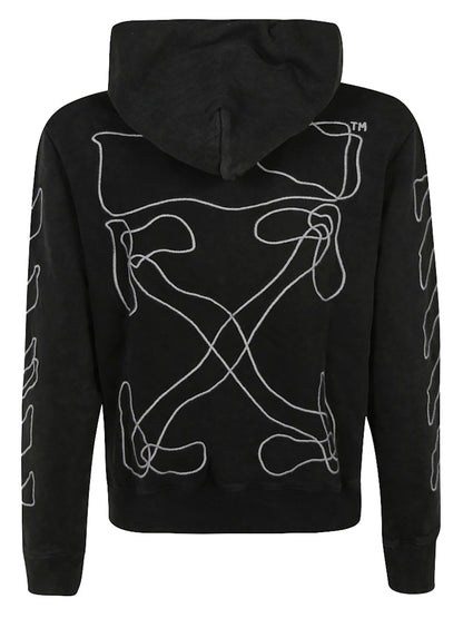 OFF-WHITE Abstract Arrows Embroidered Hoodie Black/White