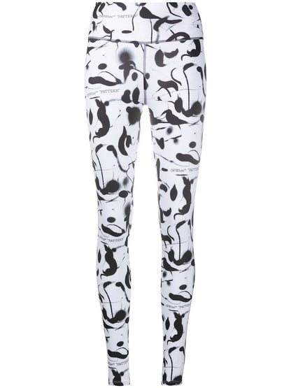 OFF-WHITE Abstract Print Performance Leggings Black/White