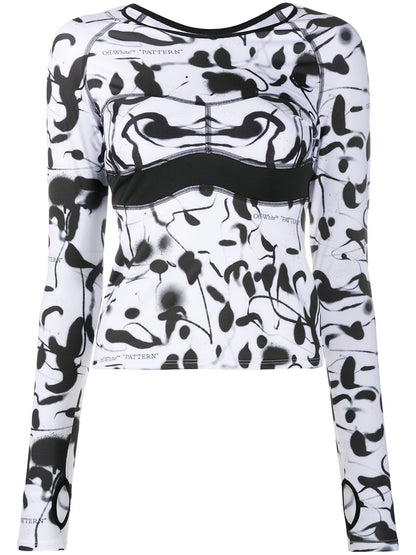 OFF-WHITE Abstract Print Performance Longsleeve T-shirt Black/White