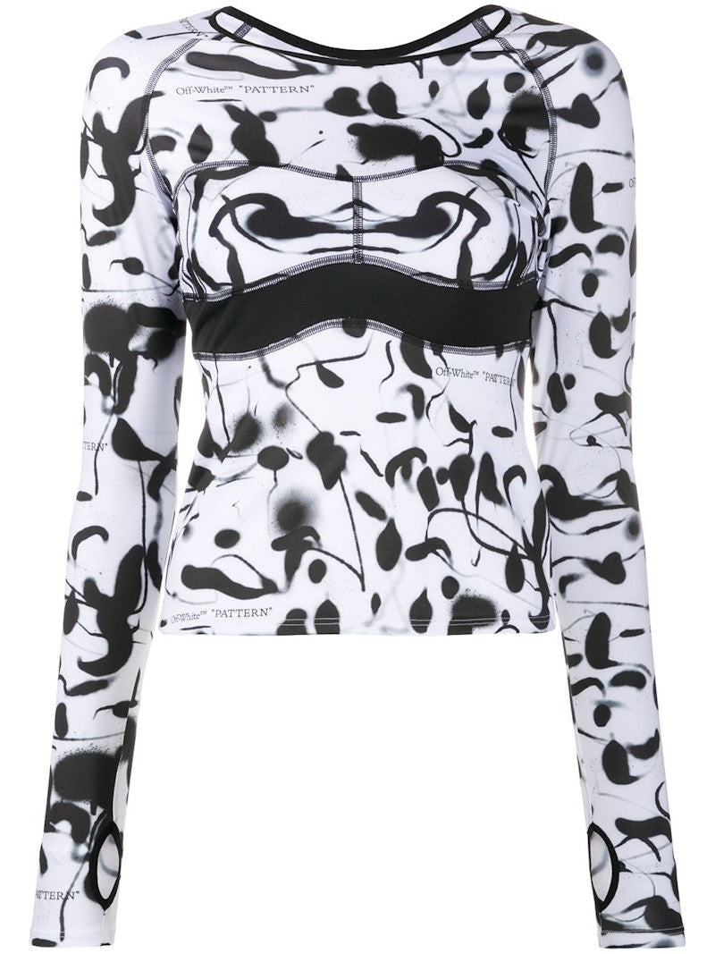 OFF-WHITE Abstract Print Performance Longsleeve T-shirt Black/White