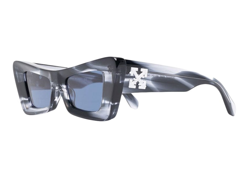 OFF-WHITE Accra Cat-Eye Marbled Sunglasses Navy Blue/Multi/Blue (OERI027S22PLA0014945)