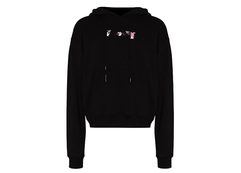 OFF-WHITE Acrylic Arrow Logo Print Hooded Sweatshirt Black