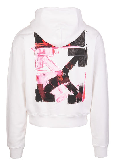 OFF-WHITE Acrylic Arrow Logo Print Hooded Sweatshirt White Black Fucshia