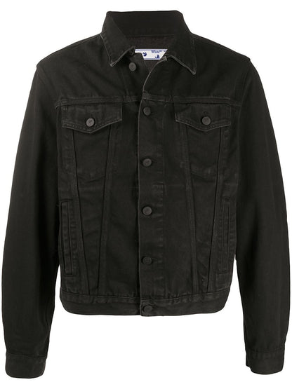 OFF-WHITE Agreement Logo Denim Jacket Black/Dark Grey