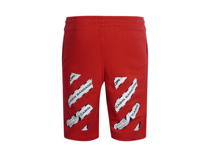 OFF-WHITE Airport Tape Sweatshorts Red