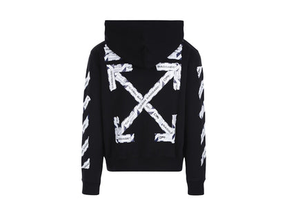 OFF-WHITE Airport Tape Zip Up Hoodie Black