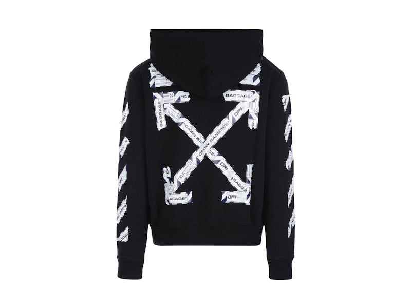 OFF-WHITE Airport Tape Zip Up Hoodie Black