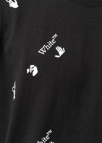 OFF-WHITE All Over Logo Print T-Shirt Black White