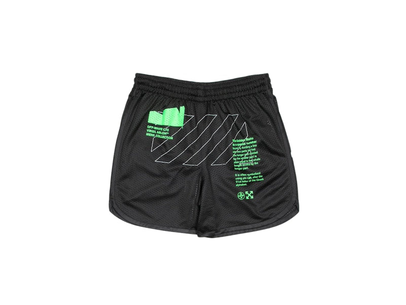 OFF-WHITE Arch Shapes Mesh Shorts Black/Brilliant Green