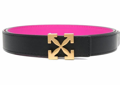 OFF-WHITE Arrow Buckle Reversible Leather Belt Black/Fuschia Pink