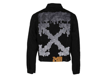 OFF-WHITE Arrow Logo Back Print Denim Jacket Black