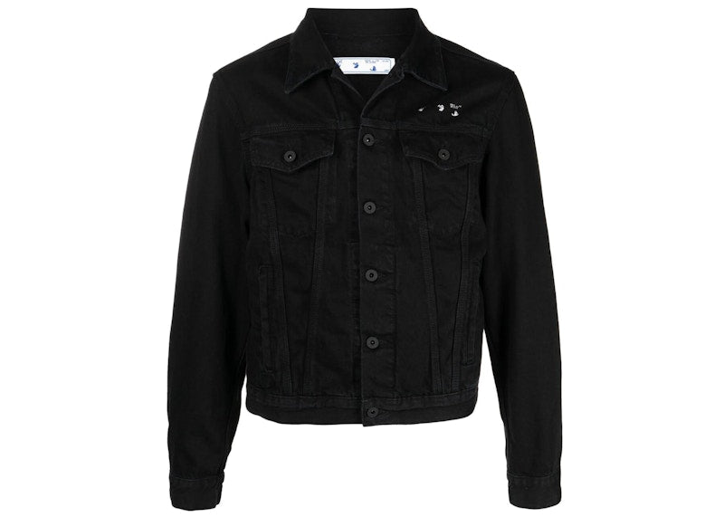 OFF-WHITE Arrow Logo Back Print Denim Jacket Black